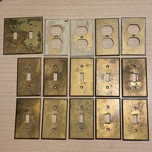 Vintage Brass Wall Switch Plates Set of 15